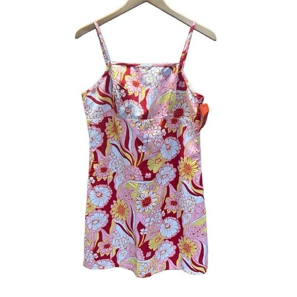 Reversible Dress Size Large (L) Floral Tropical Red Retro Strappy Sun Dress - Picture 1 of 7